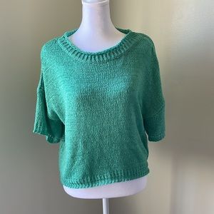 Aqua Short Sleeve Sweater Top